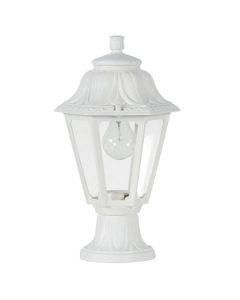 Exterior post light, Fumagalli, white, clear diffusor, 1 x E27, D13 x H38.5 cm
