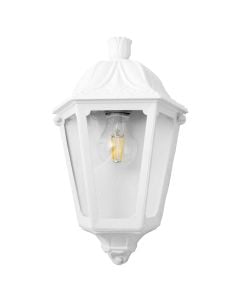 Wall exterior post light, Fumagalli, white, clear diffusor, 1 x E27, H35 x L13 cm