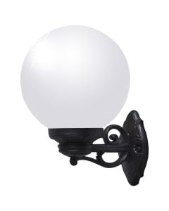Exterior globe wall light , Fumagalli, black, white globe, 1 x E27, D25 cm, H30 cm