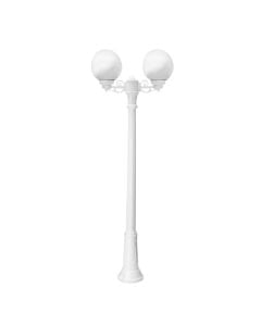 Exterior globe post light, Fumagalli, white, white globe, 2 x E27, H205 cm, D25 cm