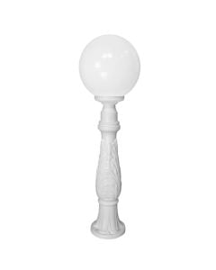 Exterior globe post light, Fumagalli, white, transparent globe, 1 x E27, H100 cm, D30 cm