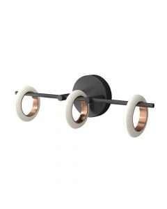 Wall Led light,  3 rings, 3000 K, black and gold