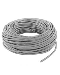 Round flexible electric cable covered in fabric,H03VV-F 2x0.75 - ø 6.2mm, 3m, silver