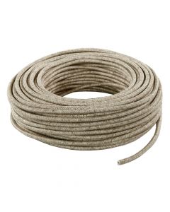 Round flexible electric cable covered in fabric,H03VV-F 2x0.75 - ø 6.2mm, 3m, beige