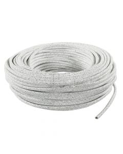 Round flexible electric cable covered in fabric,H03VV-F 2x0.75 - ø 6.2mm, 3m, white/black