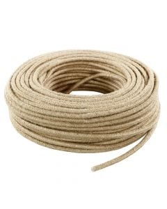 Round flexible electric cable covered in fabric,H03VV-F 2x0.75 - ø 6.2mm, 3m, dark beige