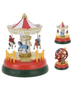 CARROUSEL AND FERRiS WHEEL WiTH LiGHT AND MOVEMENT, 11,5X11,5X16,5 cm, WiTH 4X MULTi COLOUR Led LiGHT, B/O, 3X AAA NOT iNCLUDED