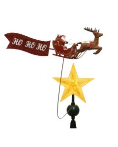 LED treetopper plastic treetopper with santa on sleigh, 5 led warm white, L57.5xW40.5xH54 cm, indoor use