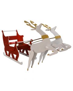 Handmade wooden slide with deers, Red/white 272x150 cm