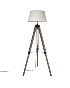 Floor tripod light, E27, H145 x D33 cm, pine/plyester, cream brown