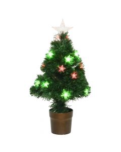 Lighted tree, Xmas, outdoor use, D45xH90 cm, green/multicolor