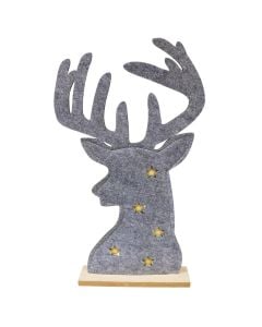 Xmas character, deer, head led light, L6xW26xH46 cm, Indoor use, grey