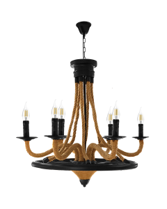 Ndricues I varur, 6xE14, metalik I veshur me litar, Ngjyre natyrale/gold, D65 cm