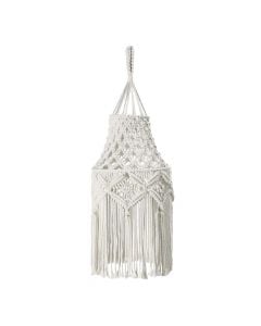 Knitted hanging light, E27, D30 cm, H80 cm, white, cotton/steel.