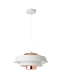 Hanging light, E27, D40 cm, H22 cm, metal/plastic, white/gold.