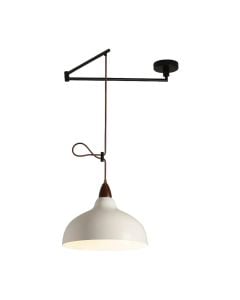 Hanging light, E27, D35 cm, H30 cm, wood/metal/plastic, white, adjustable.