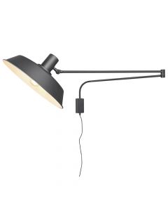 Wall light with adjustable arm, E27, 230 V, 35x29 cm, metalic, black mat