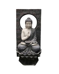 Polyresin fountain"Budha" W/one LED and one LED BAND with water pump 10m cable. Product size: 48x48x96cm