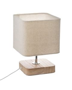 Table light, wood/polyester, Ivory, E14, L14.5xD14XH21 cm