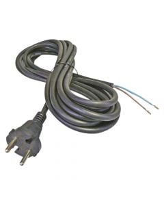 Flexo rubber cord with plug, 1 schuko plug in, 2x 1.5mm2, 5m, black