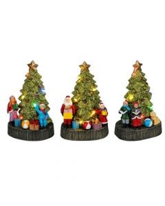X-mas decoration, santa with tree, battery operated,polystyrene, RGB, L10xW8,5xH16 cm, indoor use.