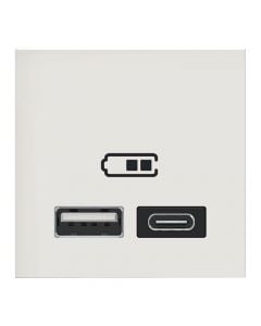 USB socket, 2 mod, type A+C, 2.4A, white