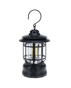 Camping light, plastic, rechargeable, black, 11x18cm