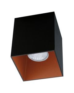 Wall light, 1xGU10, 12x10cm, black/bronz, rectangel