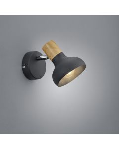 Wall light Latika, 1xE14, H.16.5cm, D.10cm, Metal, black