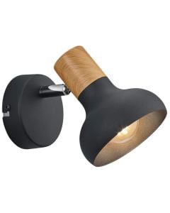 Wall light Latika, 1xE14, H.16.5cm, D.10cm, Metal, black