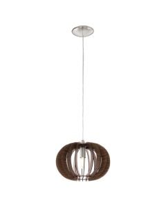 Hanging lamp, E27, D.30cm, metal/wood, brown