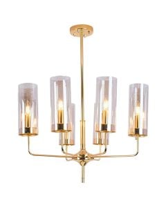 Pendant lamp, 6xE14, D.50cm, metal/glass, bronze