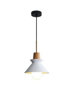 Pendant lamp, E27, D.25cm, H.26cm, metal/wood, white