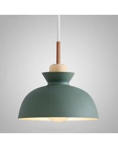 Pendant lamp, E27, D.28cm, H.27cm, metal/wood, green