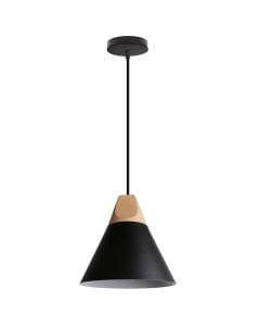 Pendant lamp, E27, 23x23cm, metal/wood, black