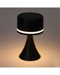 Ndricues tavoline me panel diellor, H.20cm, USB-C, 1200mAh, 2700-300K, 3 nivele ndricimi, e zeze, plastike