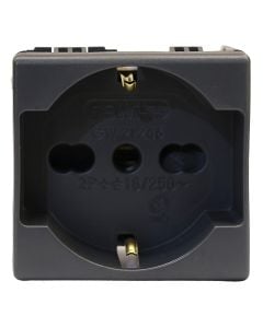 GEWISS universal socket unit 2P+T 16A black color