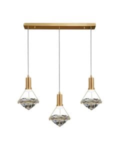 Ndricues I varur, 3xGU10, L.56cm, metal/kristal, gold