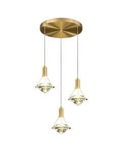 Ndricues I varur, 3xGU10, D.30cm, metal/kristal, gold