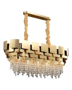 Pendant lamp, 12xE14, 80x35cm, metal/crystal, gold