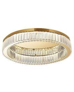 Ndricues tavani LED, 40W, 3000K, 3300lm, D.60cm, H.12cm, metal/kristal, gold