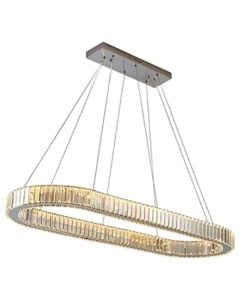 LED pendant light, 50W, 4100lm, 100x40x7.6cm, metal/crystal, gold