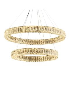 LED pendant light, 70W, 6200lm, D.80x60cm, metal/crystal, gold