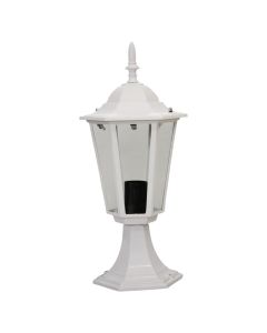 Floor lamp, E27, 17x17x43cm, IP44, aluminum/glass, white