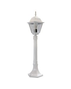 Post lamp, E27, 17x17x60cm, IP44, aluminum/glass, white