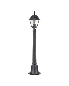 Post lamp, E27, 17x17x180cm, IP44, aluminum/glass, black
