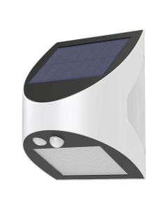 Ndircues me panel diellor, 3W, 6500K, 240lm, plastike, e bardhe, work time 10H, bateri Li-ion, me sensor levizje, IP54, 10x13x8cm