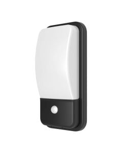 Ndricues muri LED, 20W, 1980lm, 3000K, me sensor levizje, plastike, e zeze, 30x15x8.6cm, IP65