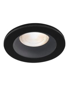 Circular spotlight, GU10, aluminum, black, IP54, D.8.3cm, H.3.8cm