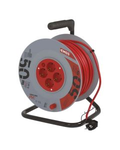 Extension cord with drum, 50m, 4-pole, 1.5mm2, 3680W, IP20
